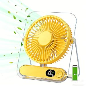 Portable USB Desktop Fan with 3000 Mah Battery - Ultra-Quiet, 5 Speeds, 180° Adjustable And Foldable Design, Digital Power Display, Suitable for Home, Office And Travel Use, Comparable to Air Conditioning