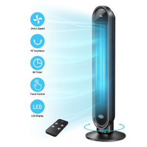 38-Inch Tower Fan Without Blades Featuring Remote Control & 70° Oscillation | Quiet Cooling Fan with 3 Speed Settings And LED Display - Energy-Saving Standing Fan Ideal for Bedroom, Office, And Living Room