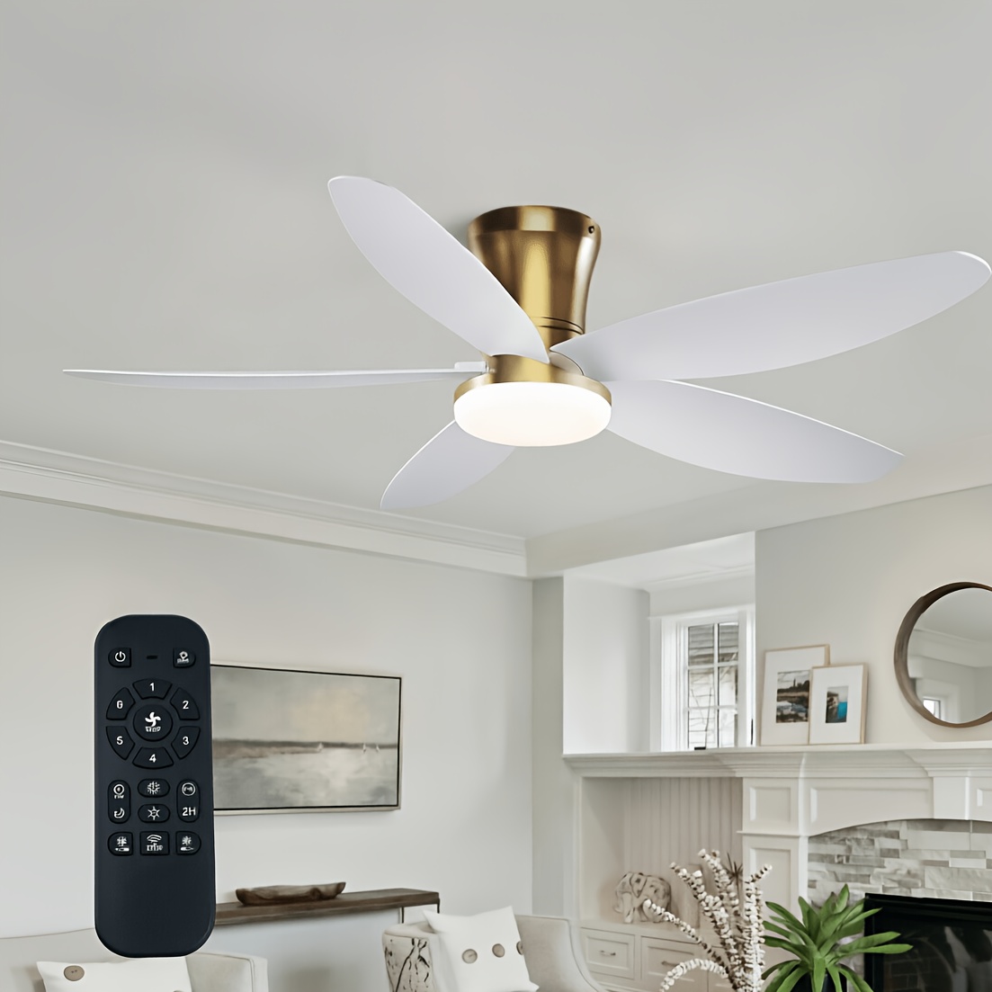 48-inch Ceiling Fan with Integrated Light, Reversible, Quiet, Easy to Install, Suitable for Living Rooms, Bedrooms, And Hallways.