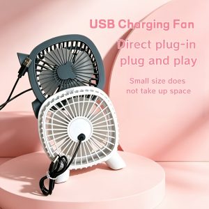 USB Plug-In Mini Fan, Portable Desk Fan for Dorm Office, Quiet Strong Wind