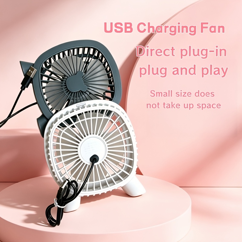 USB Plug-In Mini Fan, Portable Desk Fan for Dorm Office, Quiet Strong Wind