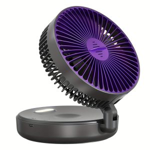 4-In-1 Fan, 5-Speed Silent Brushless Motor, Foldable Design, Supports Desktop Or Wall Mounting, Built-In Warm-Light Night Light, Hidden Hook for Easy Hanging, Suitable for Offices, Homes, Dorm Rooms, And Camping