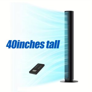 Tower Fan for Home, 80° Oscillating Silent Bladeless Floor Fan with Remote, 4 Speeds, 40in Multiple Modes, 7-Hour Timer, LED Display Screen, Vertical Fan for Home, Living Room, Office, Black