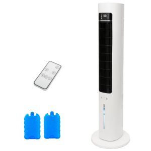 40 Inch Portable Air Conditioner Evaporative Air Cooler, Portable Tower Fan That Blows Cold Air, 4 Modes 3 Speeds, 12H Timer, Remote Control, 120° Oscillating Swamp Cooler for Bedroom