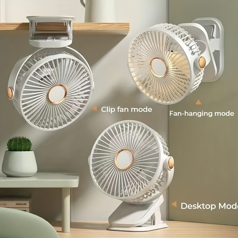 Summer USB Charging Portable Fan, Can Be Clipped, Stood, Or Hung, 4 Colors Optional, 5 Wind Speed Levels Adjustable, Multi-Angle Adjustable, Comfortable Cooling, Detachable And Washable, Suitable for Home, Office, Outdoor, Dormitory, Gift Giving